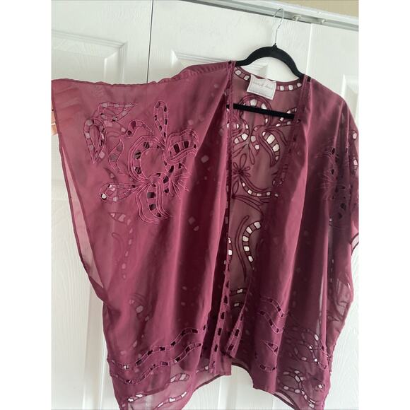 Anthropologie Beautiful Stories Women Dalia Kimono Top‎ Cover Up Cutouts Boho OS - Picture 2 of 5